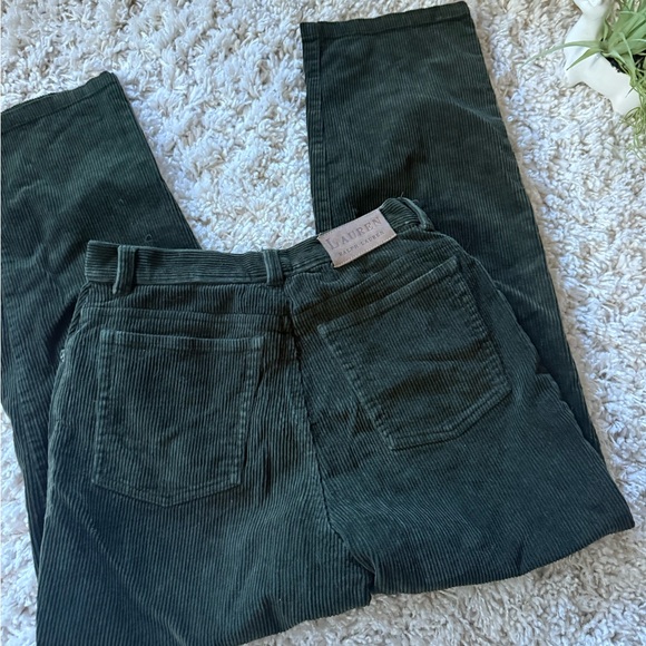 Dark Green Ralph Lauren designer highly waisted pants Cotton Blend Fabric - Picture 6 of 9